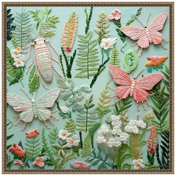 Amanti Art Butterflies Patch Framed Canvas Wall Art Print