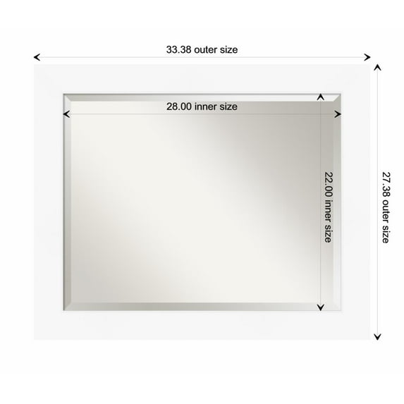 Amanti Art Cabinet White Beveled Wood Wall Mirror 27.5 x 33.5 in.