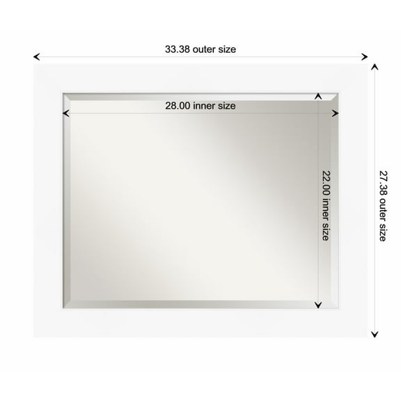 Amanti Art Cabinet White Beveled Wood Wall Mirror 27.5 x 33.5 in.