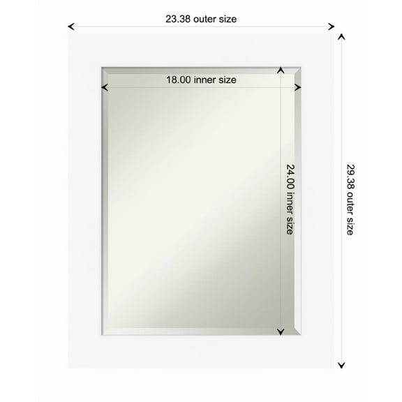 Amanti Art Cabinet White Beveled Wood Wall Mirror 29.5 x 23.5 in.