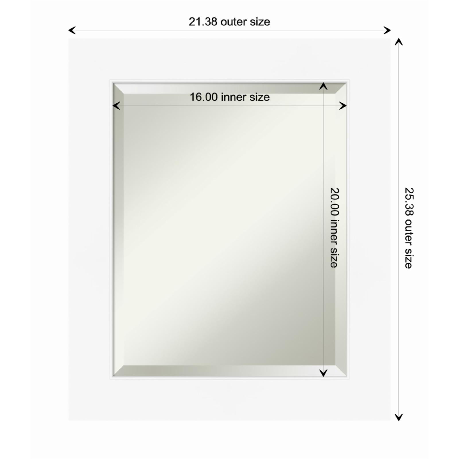 Cabinet White Framed Rectangular Wall Mirror 21.38 x 25.38 Inches
