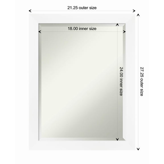 Amanti Art Cabinet White Narrow Framed Wall Mirror - 21.25 x 27.25 in