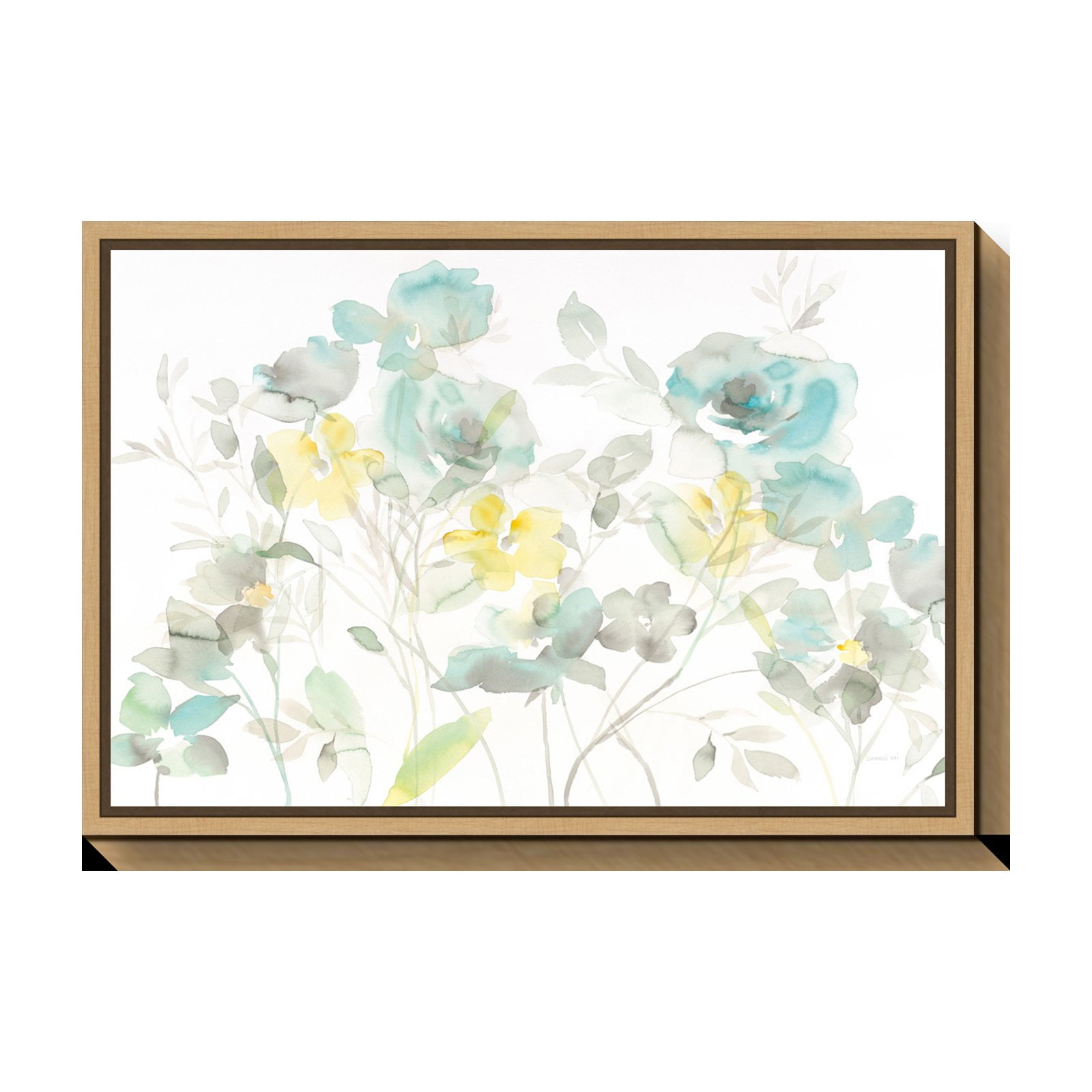 Amanti Art Aqua Roses Shadows by Danhui Nai Canvas Wall Art Print Framed 23-in. x 16-in.