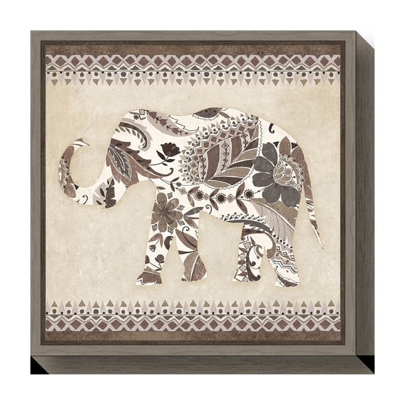 Amanti Art Canvas Art Framed Boho Elephant II Neutral