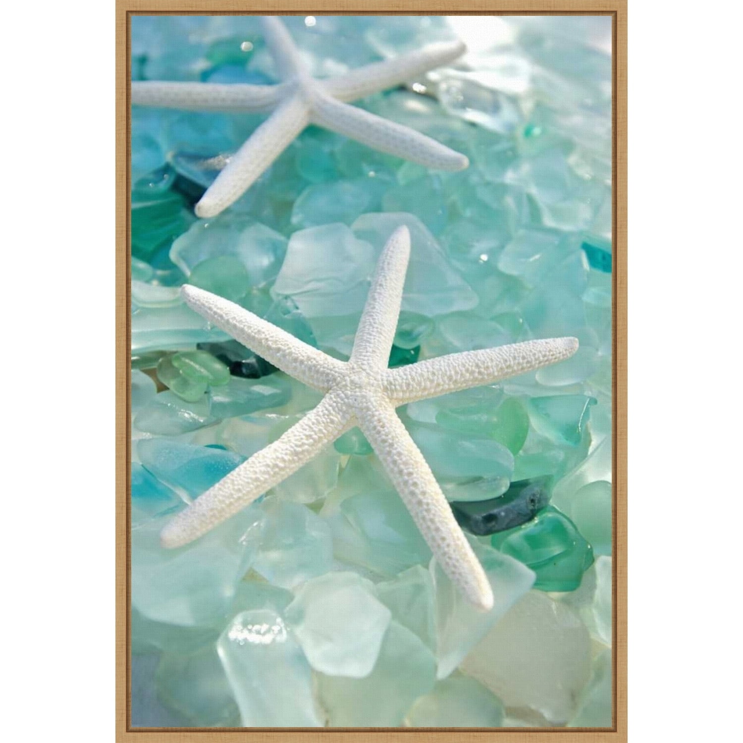 Crystal Harbor Starfish and Sea Glass Coastal Canvas Art