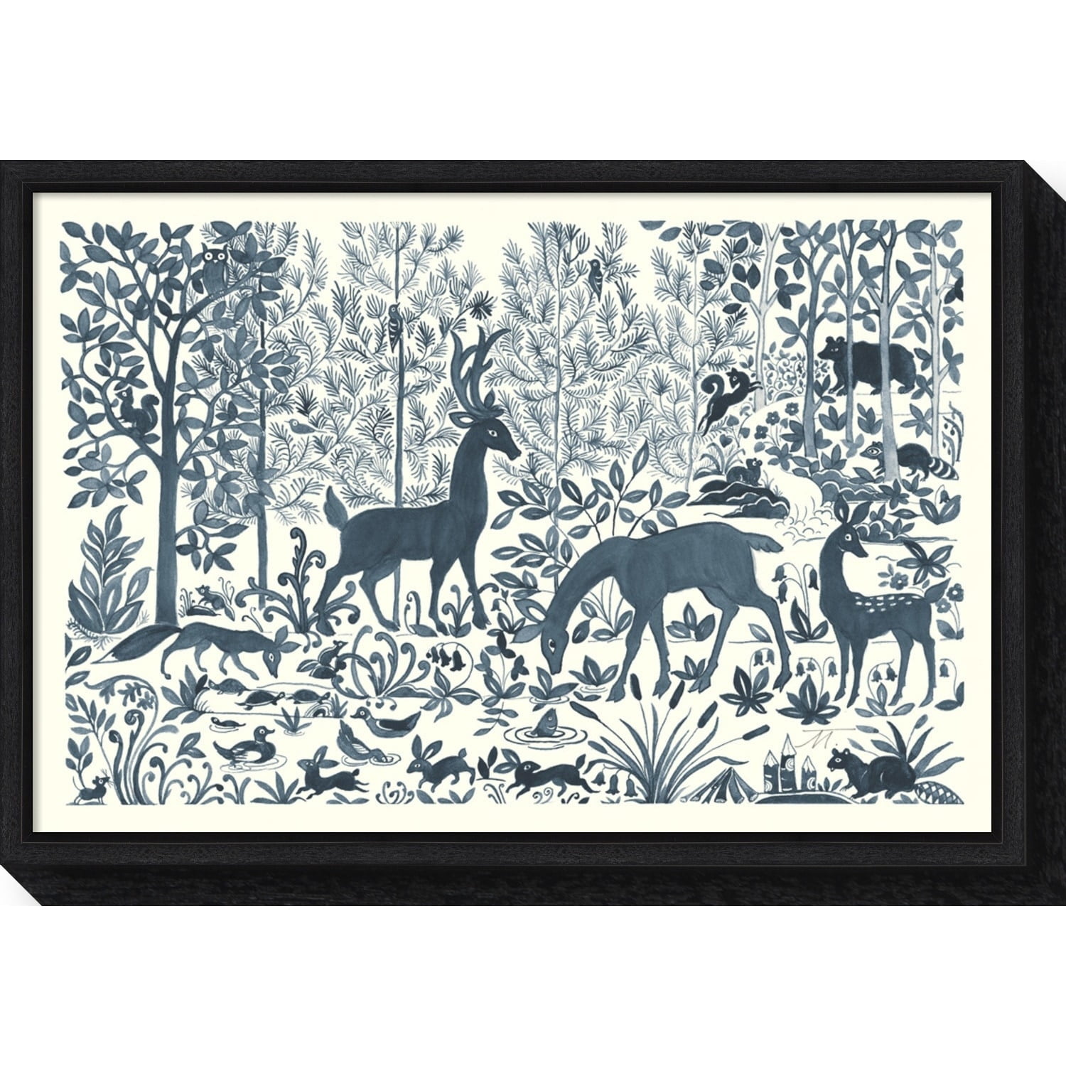 Norwegian Wildlife Landscape Print on Canvas with Black Frame