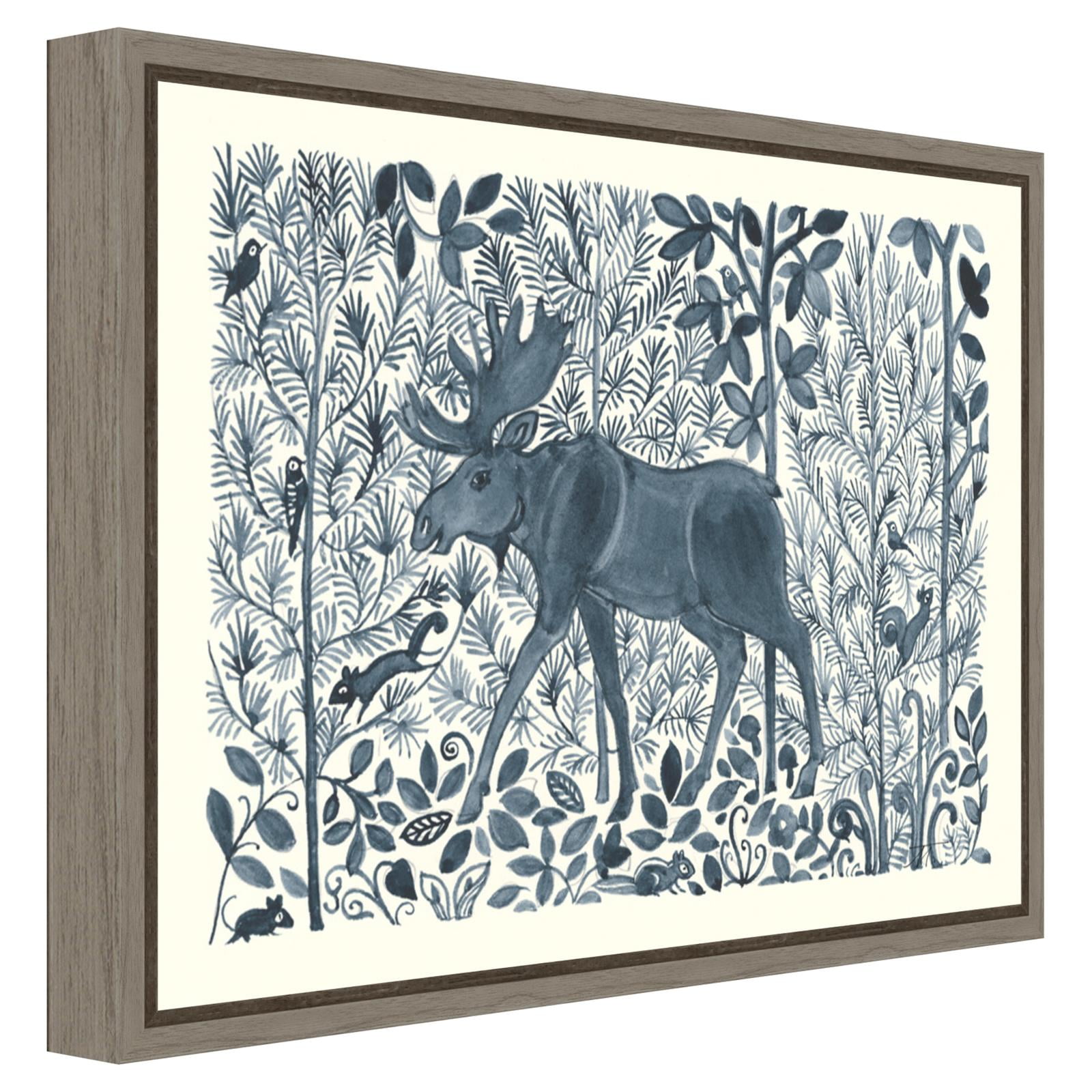 Graywash Forest Life VI Canvas Art with Moose and Squirrel