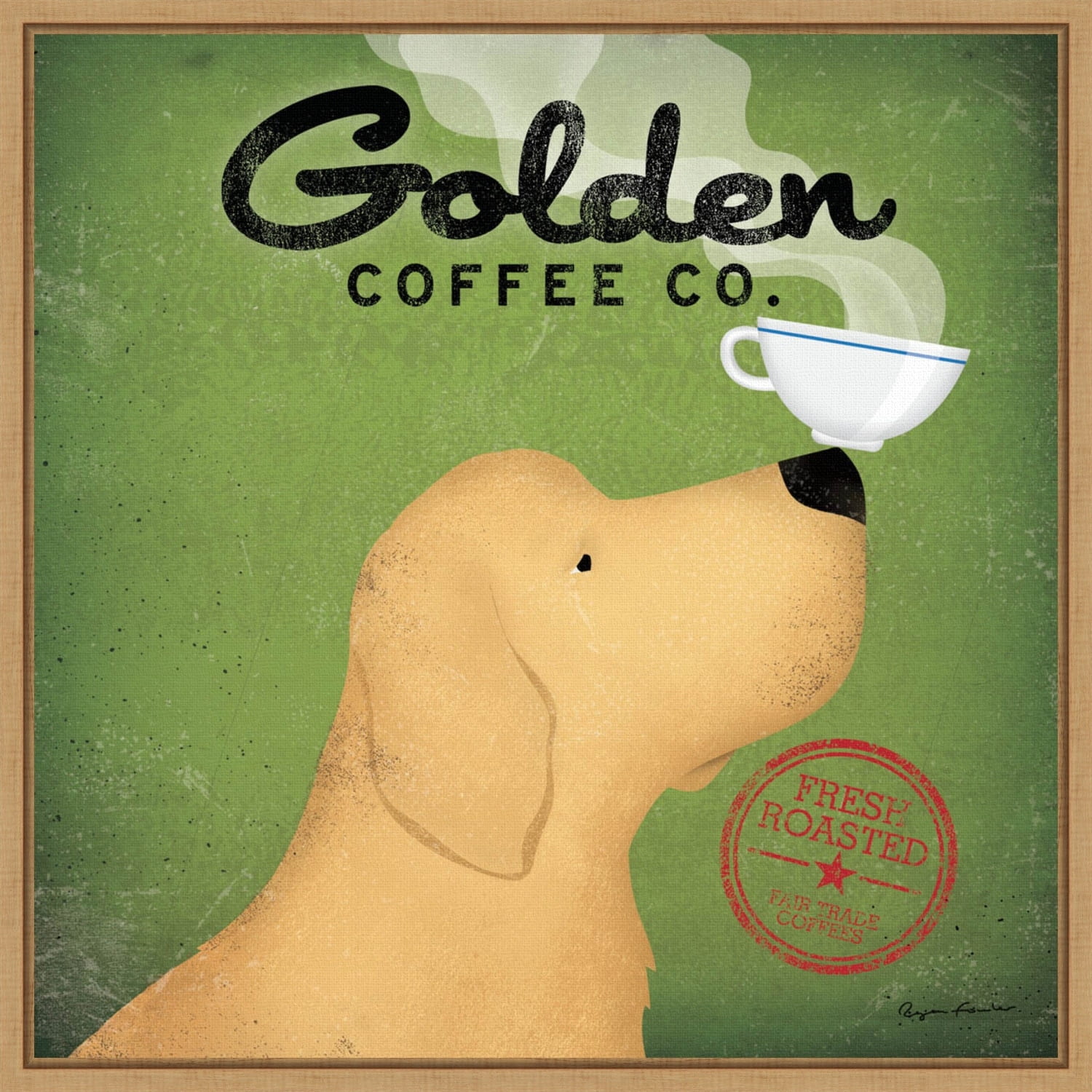 Golden Dog Coffee Co Green and Maple Canvas Print