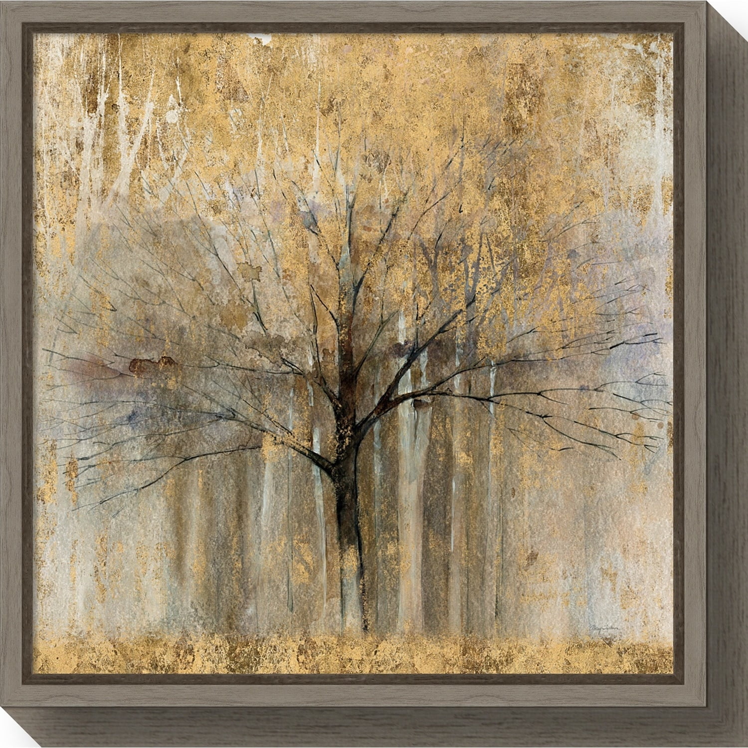 Autumn Gold Impressionist Framed Canvas Wall Art