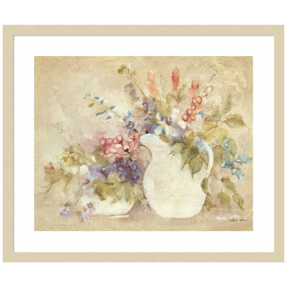 Amanti Art Cascading Floral II Wood Framed Wall Art Print