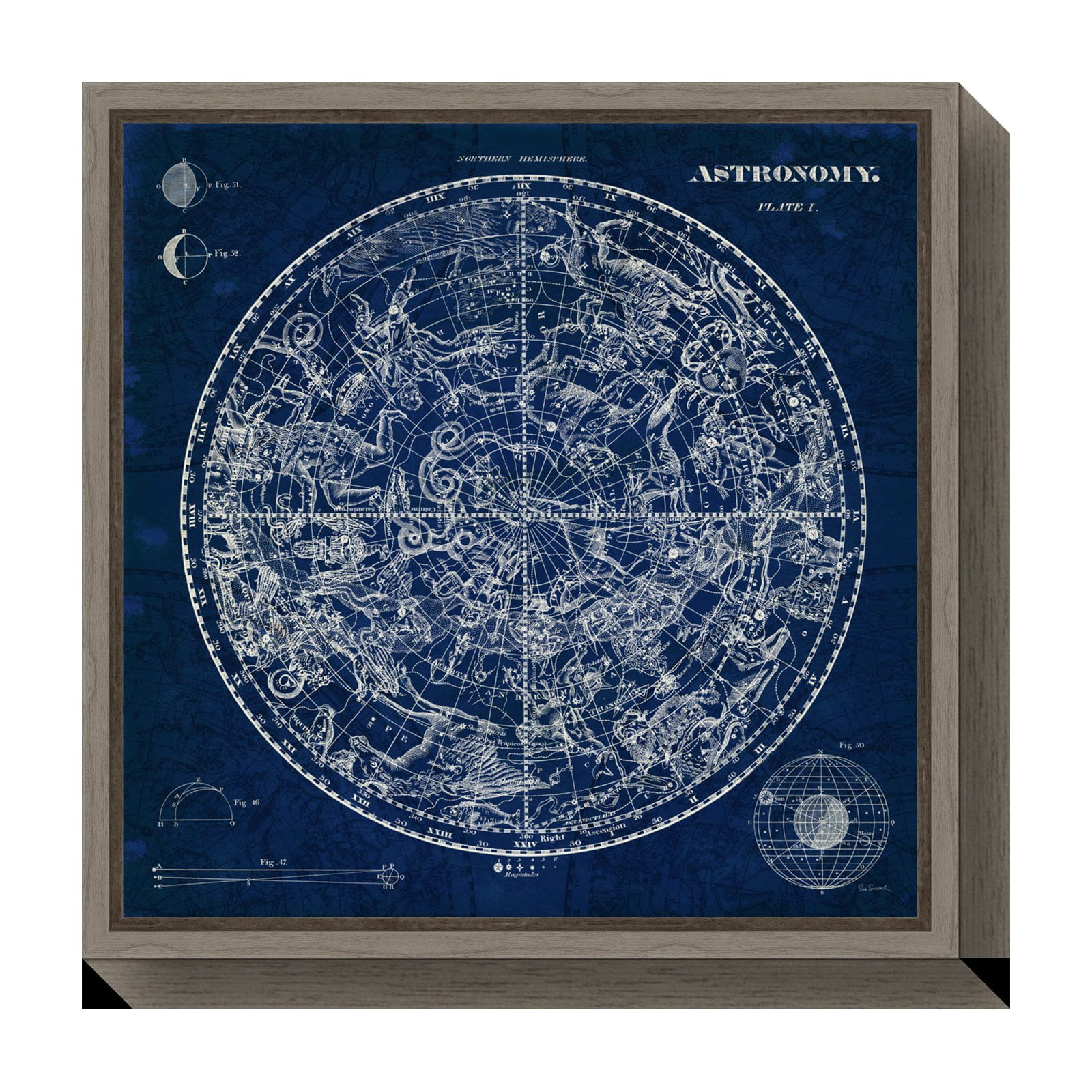 Celestial Blueprint Geometric Framed Canvas Art in Gray