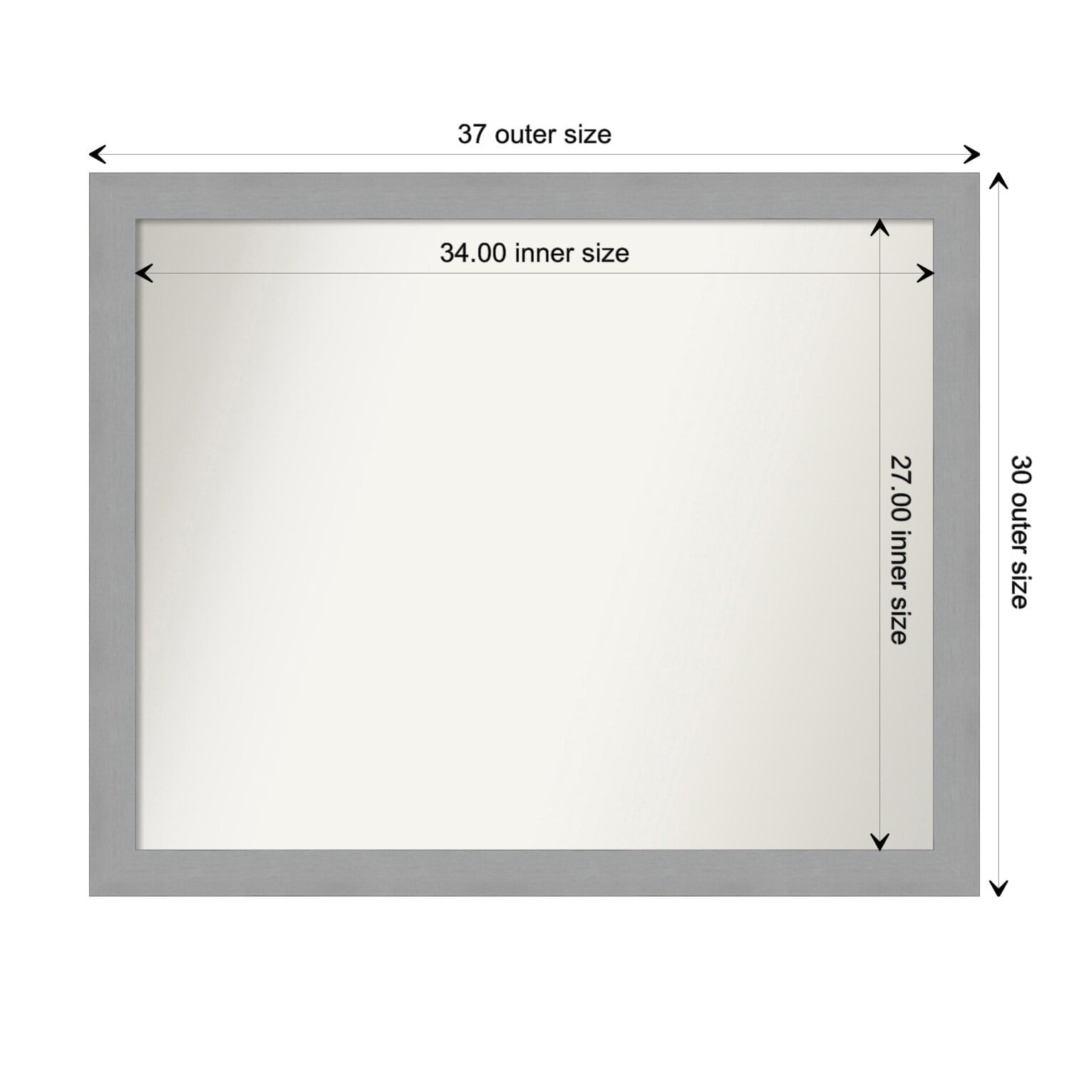 Amanti Art Choose Your Custom Size, 30-in Short Side, Brushed Nickel Framed  Bathroom Wall Mirror Outer Size: 35 x 30 in 
