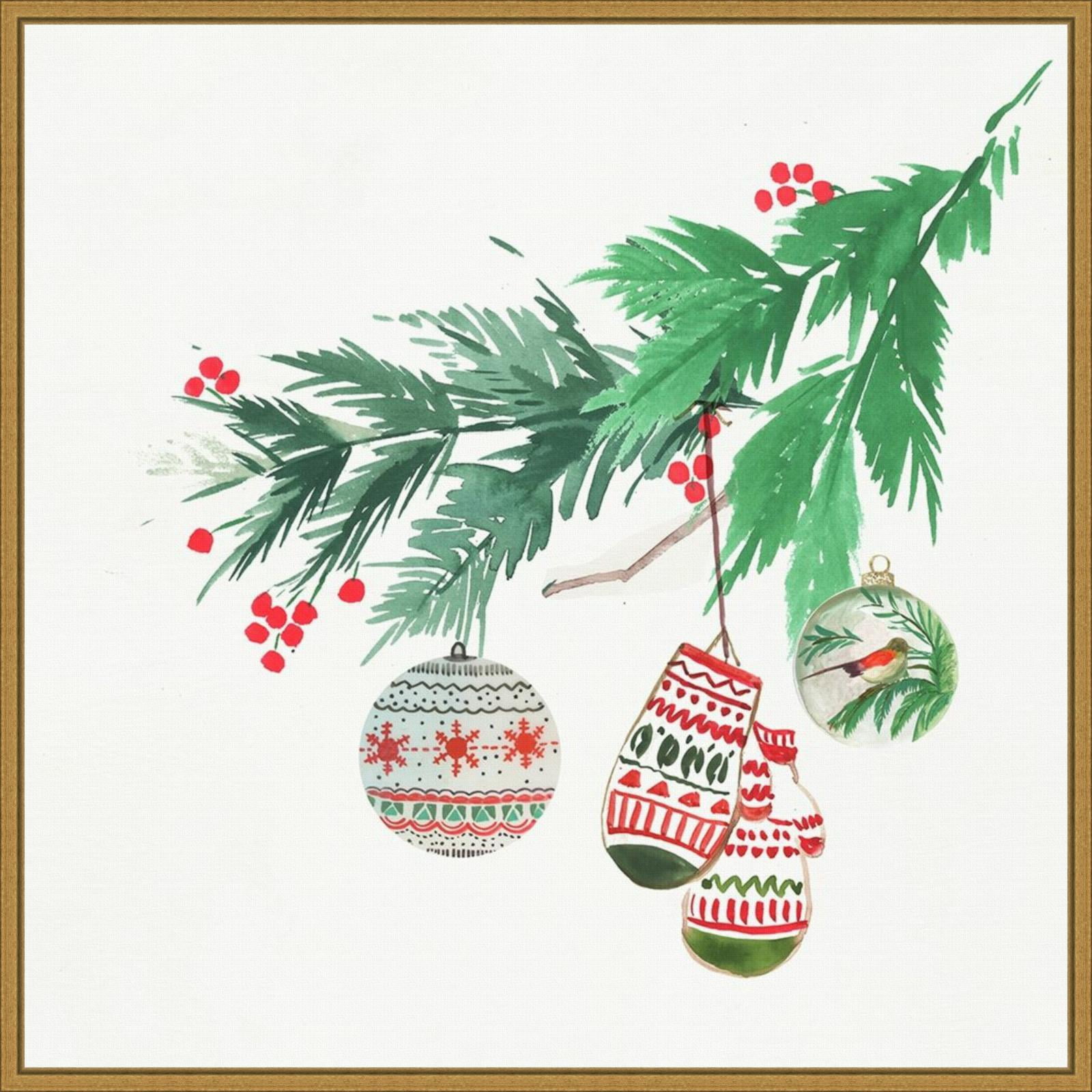 Christmas Morning Gold Framed Canvas Wall Art, 22" x 22"