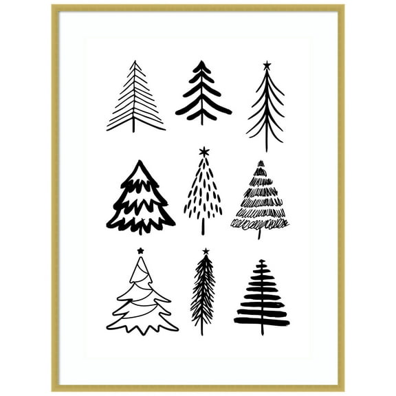 Amanti Art Christmas Trees 3 Wood Framed Wall Art Print