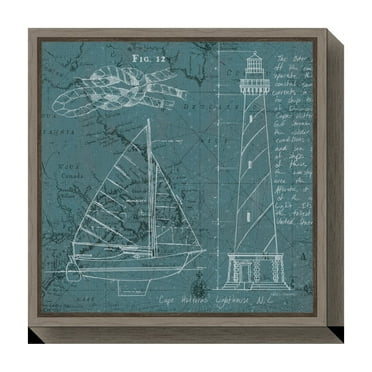 Amanti Art Coastal Blueprint III Framed Canvas Wall Art