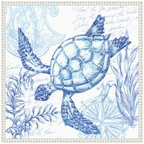 Amanti Art Coastal Sketchbook Turtle Framed Canvas Wall Art Print