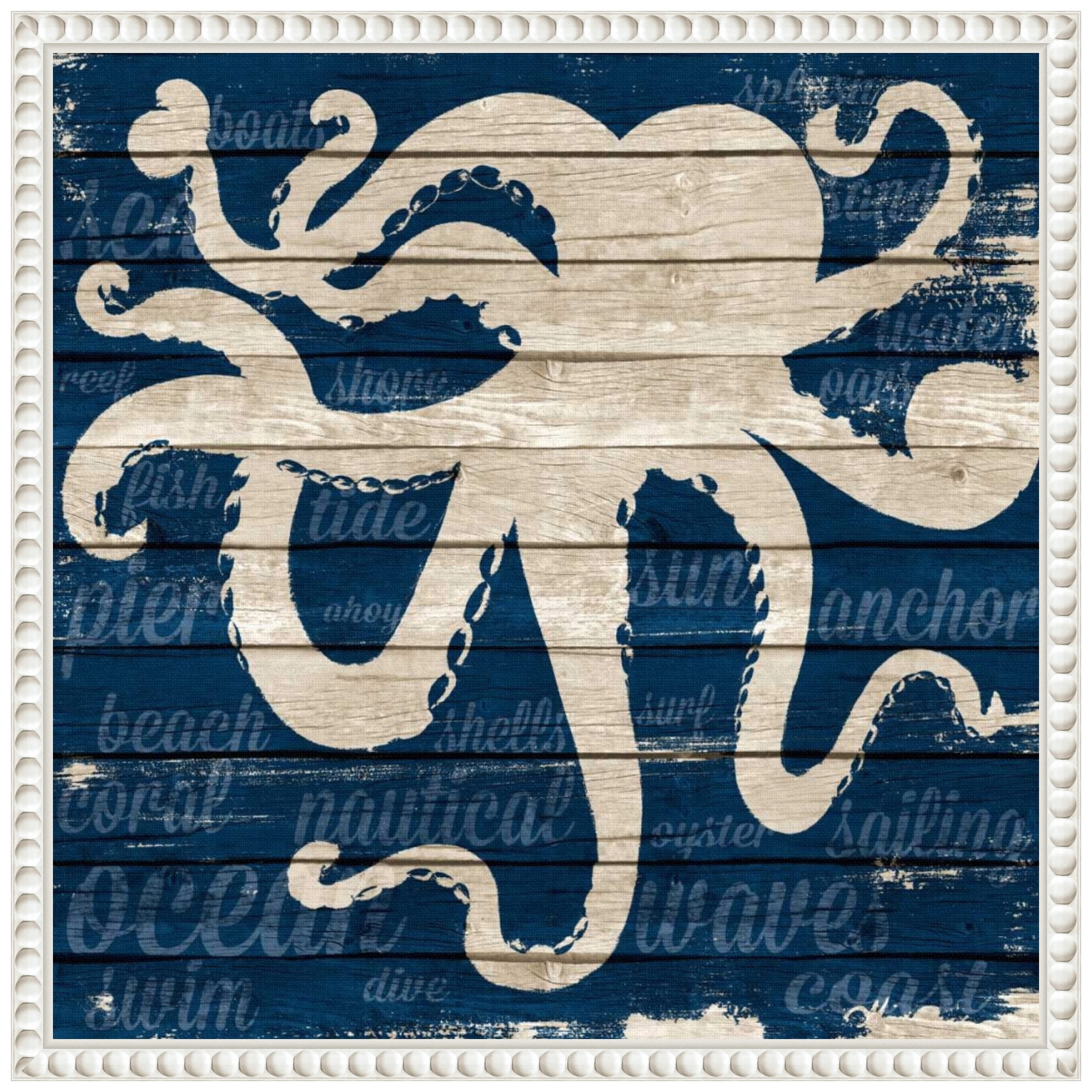 Nautical Octopus Print on Canvas with Quote, 16 x 16-in.