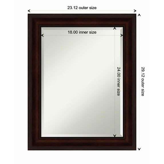 Amanti Art Coffee Bean Brown Framed Wall Mirror - 21.12 x 25.12 in