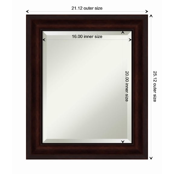 Amanti Art Coffee Bean Brown Framed Wall Mirror - 21.12 x 25.12 in