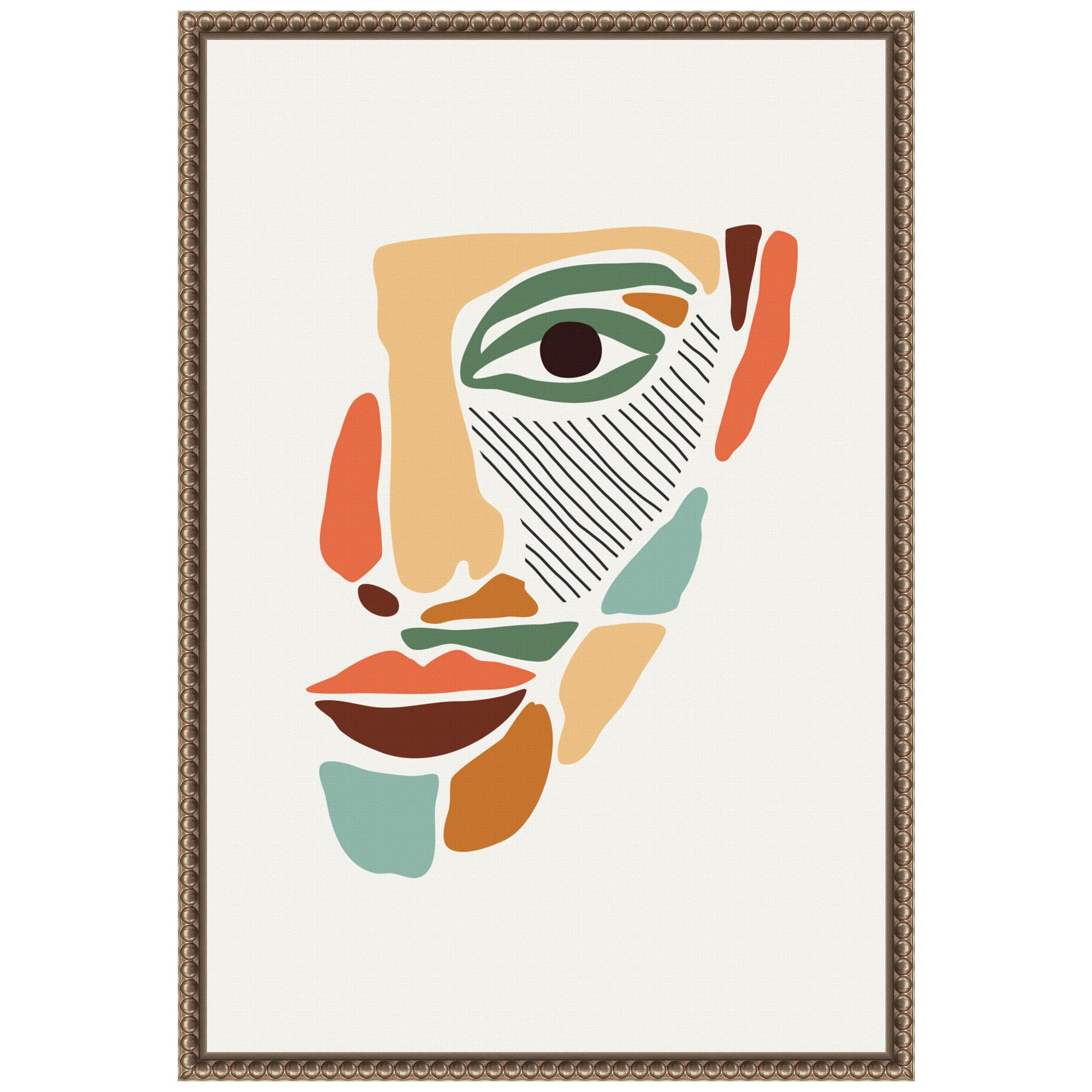 Colorful Abstract Faces Beaded Framed Canvas Wall Art 16 x 23-in