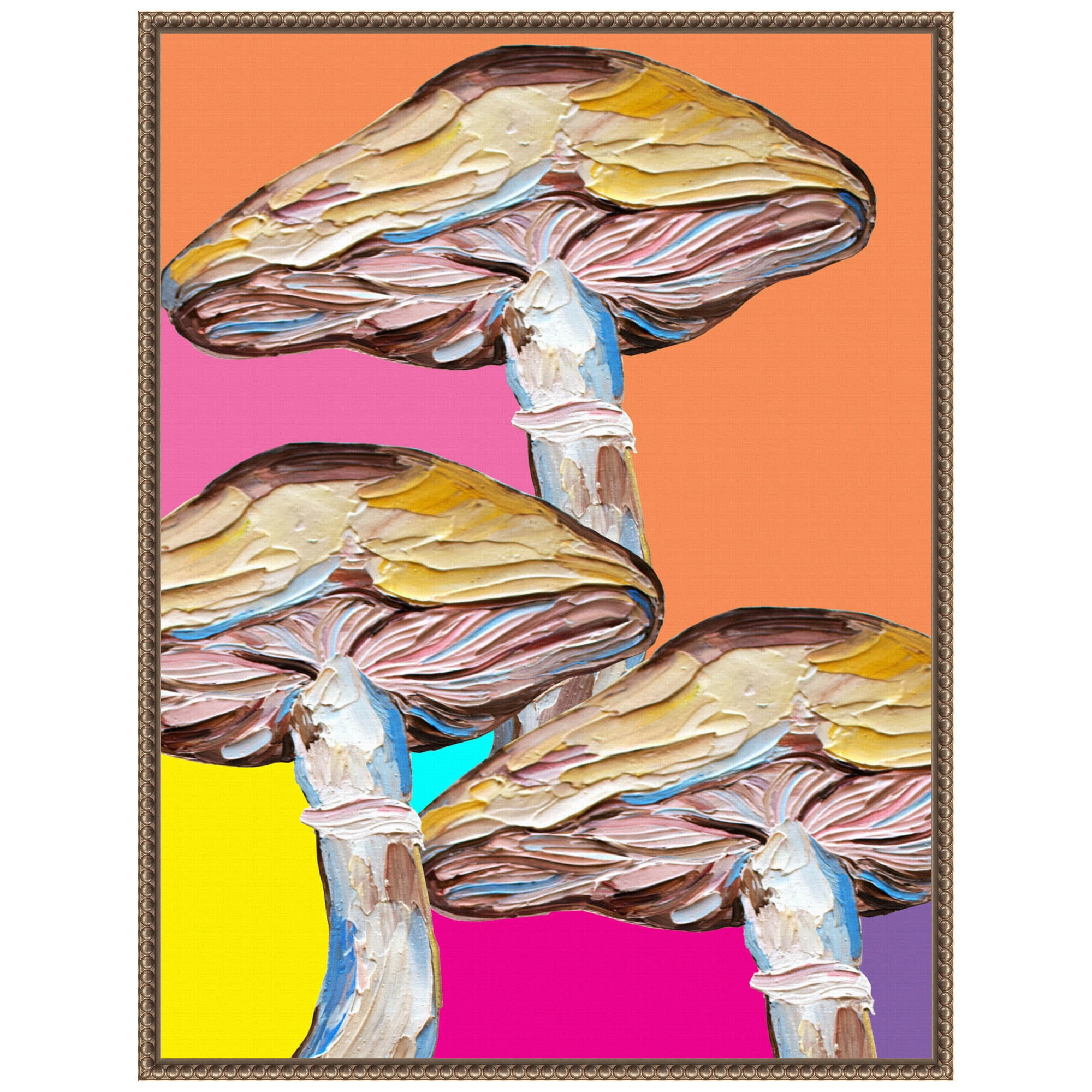 Colorful Abstract Mushroom Framed Canvas Wall Art