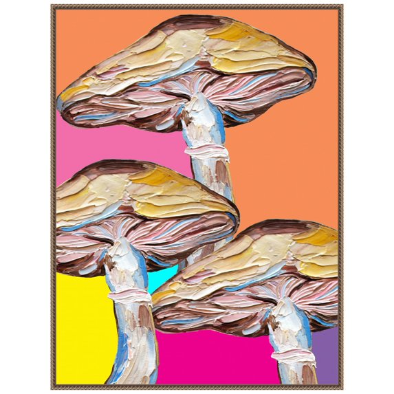 Amanti Art Colorful Mushrooms Framed Canvas Wall Art Print