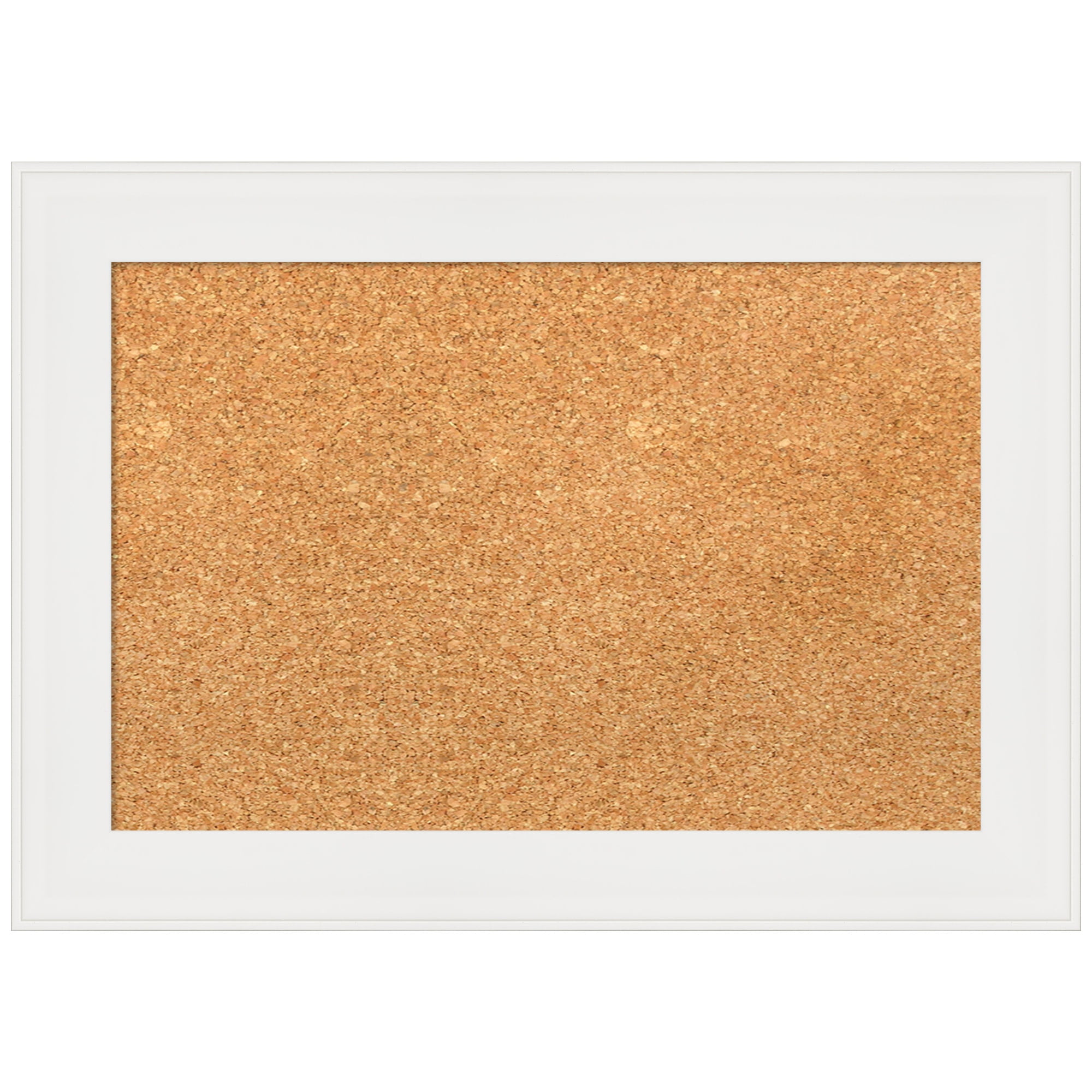 Vanity White Framed Natural Cork Bulletin Board 21" x 15"