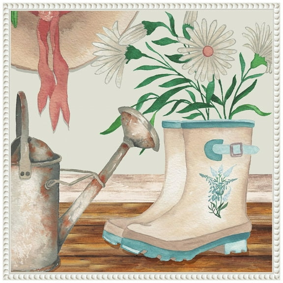 Amanti Art Cottage Scene II Daisy Framed Canvas Wall Art Print