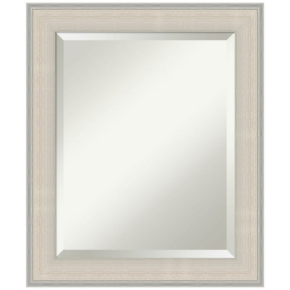 Amanti Art Cottage White Silver Beveled Wood Wall Mirror 24.5 x 20.5 in.