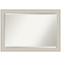 Amanti Art Cottage White Silver Beveled Wood Bathroom Wall Mirror