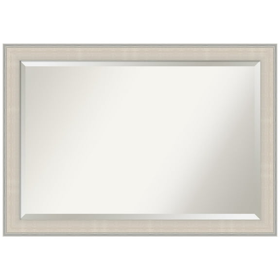 Amanti Art Cottage White Silver Beveled Wood Bathroom Wall Mirror