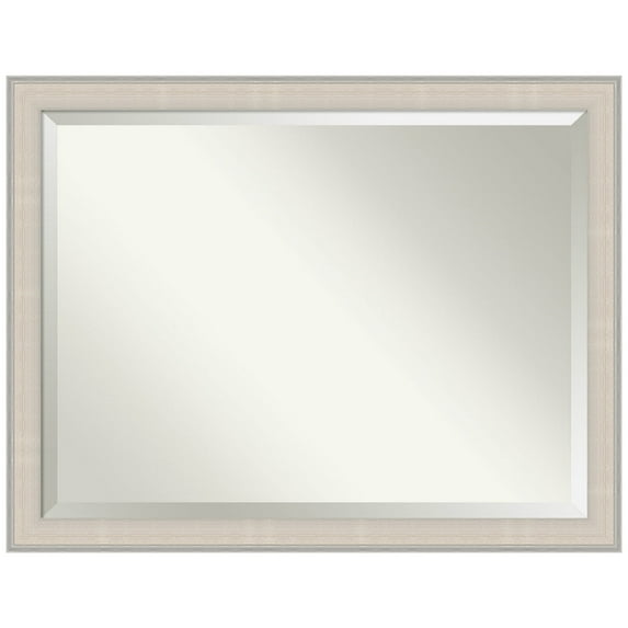 Amanti Art Cottage White Silver Beveled Wood Wall Mirror 34.5 x 44.5 in.