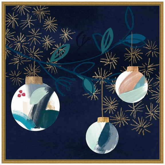 Amanti Art Crafty Blue Christmas II Framed Canvas Wall Art Print