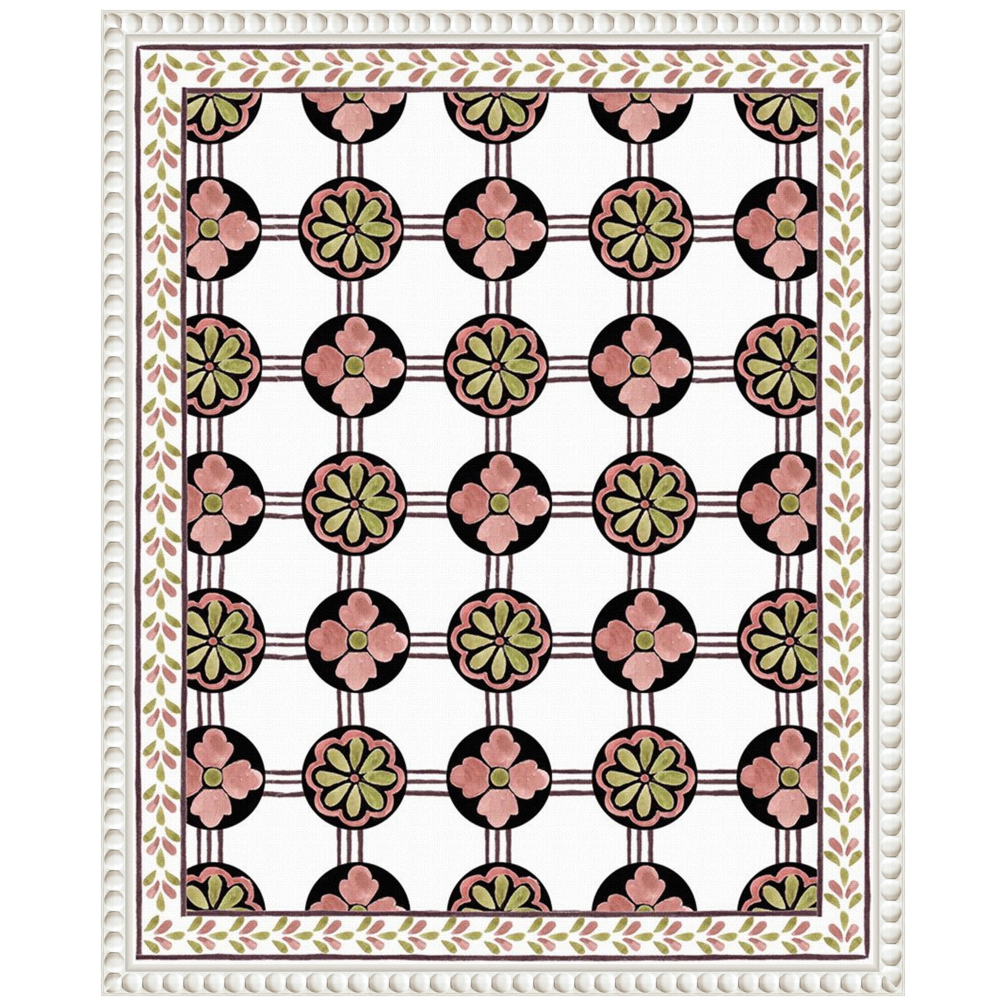 Cubicles II Abstract Floral Canvas Print with White Frame