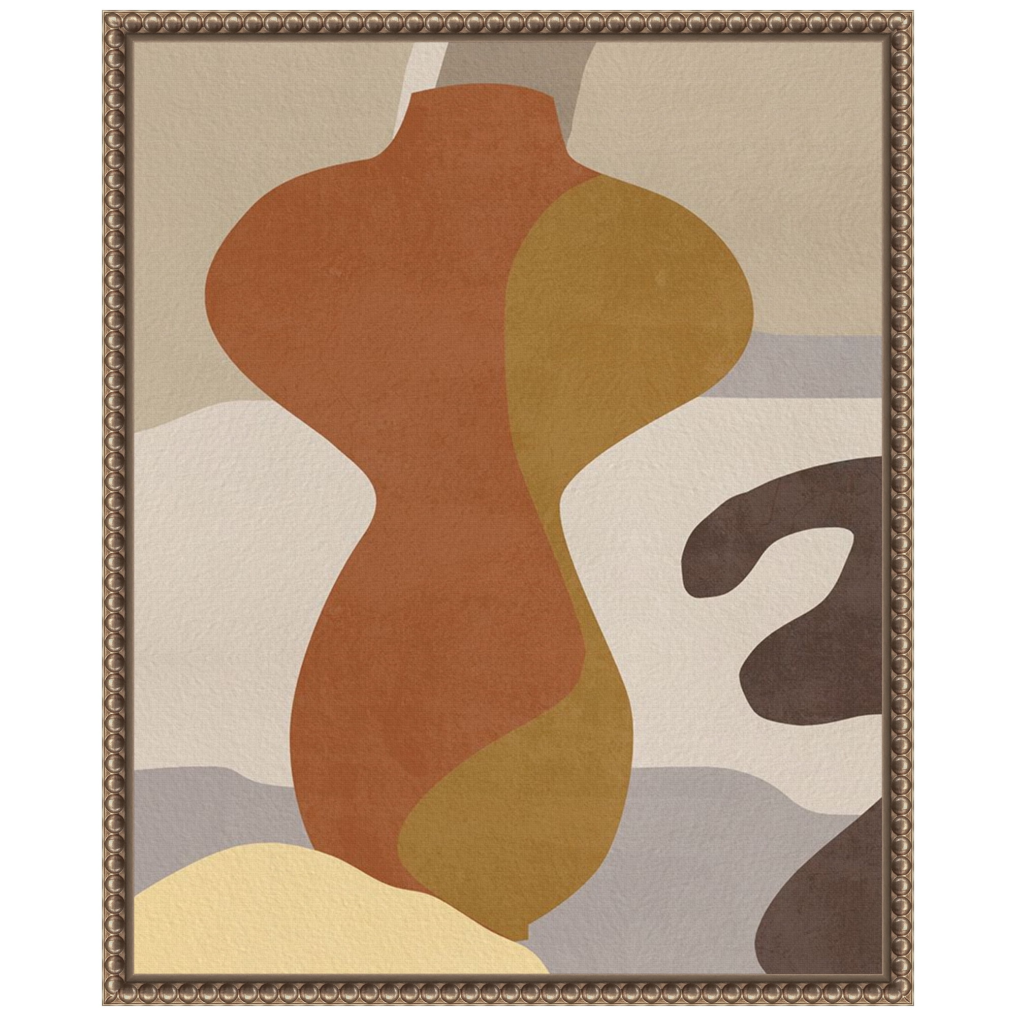 Cubist Vase IV Abstract Canvas Print with Bronze Frame