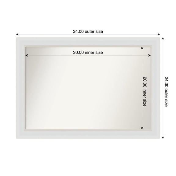 Amanti Art Custom Framed Wall and Bathroom Mirror (24 x 34 in.), Flair Soft White Frame