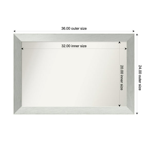 Amanti Art Custom Framed Wall and Bathroom Mirror (24 x 36 in.), Brushed Sterling Silver Frame