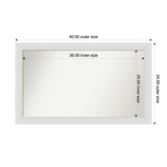 Amanti Art Custom Framed Wall and Bathroom Mirror (24 x 40 in.), Flair Soft White Frame