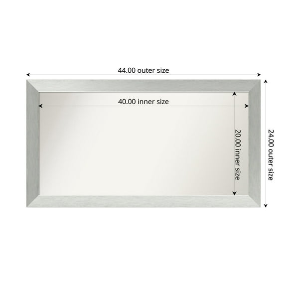 Amanti Art Custom Framed Wall and Bathroom Mirror (24 x 44 in.), Brushed Sterling Silver Frame