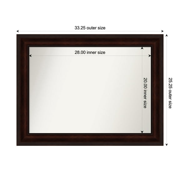 Amanti Art Custom Framed Wall and Bathroom Mirror (25.25 x 33.25 in.), Coffee Bean Brown Frame
