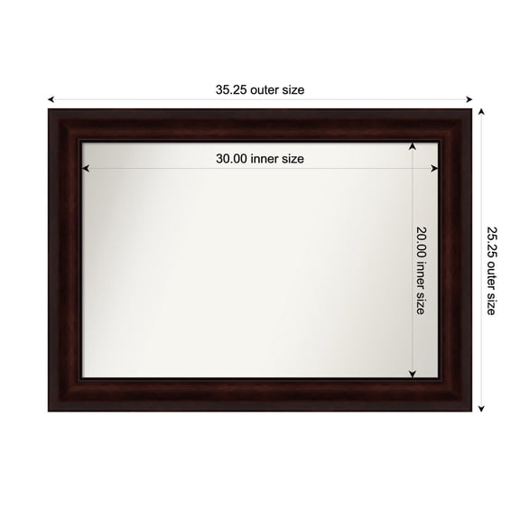 Amanti Art Custom Framed Wall and Bathroom Mirror (25.25 x 35.25 in.), Coffee Bean Brown Frame