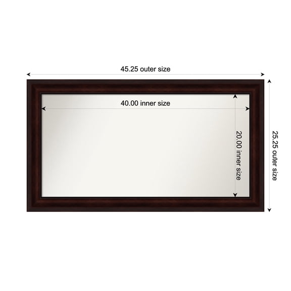 Amanti Art Custom Framed Wall and Bathroom Mirror (25.25 x 45.25 in.), Coffee Bean Brown Frame