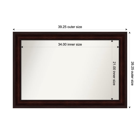 Amanti Art Custom Framed Wall and Bathroom Mirror (26.25 x 39.25 in.), Coffee Bean Brown Frame