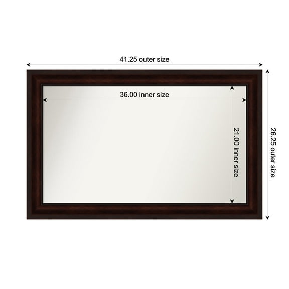 Amanti Art Custom Framed Wall and Bathroom Mirror (26.25 x 41.25 in.), Coffee Bean Brown Frame