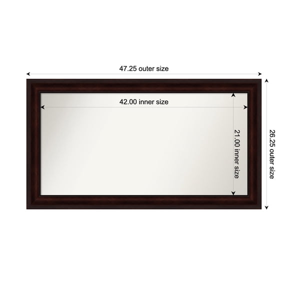 Amanti Art Custom Framed Wall and Bathroom Mirror (26.25 x 47.25 in.), Coffee Bean Brown Frame