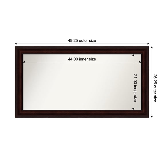 Amanti Art Custom Framed Wall and Bathroom Mirror (26.25 x 49.25 in.), Coffee Bean Brown Frame
