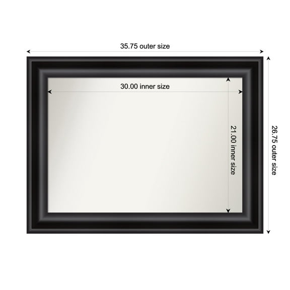 Amanti Art Custom Framed Wall and Bathroom Mirror (26.75 x 35.75 in.), Grand Black Frame