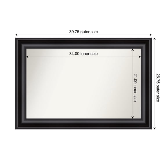 Amanti Art Custom Framed Wall and Bathroom Mirror (26.75 x 39.75 in.), Grand Black Frame