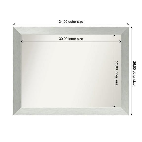 Amanti Art Custom Framed Wall and Bathroom Mirror (26 x 34 in.), Brushed Sterling Silver Frame