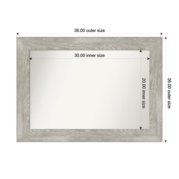 Amanti Art Custom Framed Wall and Bathroom Mirror (26 x 36 in.), Dove Greywash Frame